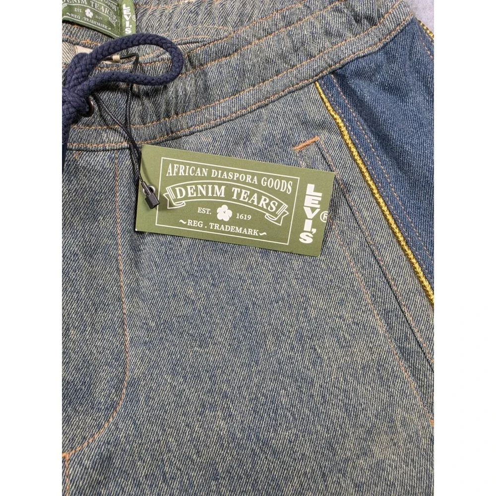 Levi's X Denim‎ Tears Track Pants Mid Indigo Wash--NWT--Men's Medium